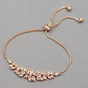 ROSÉGOLD plattiert Blatt klar Zirkonia CZ Ehering verstellbar 09503 - Bild 1 von 6