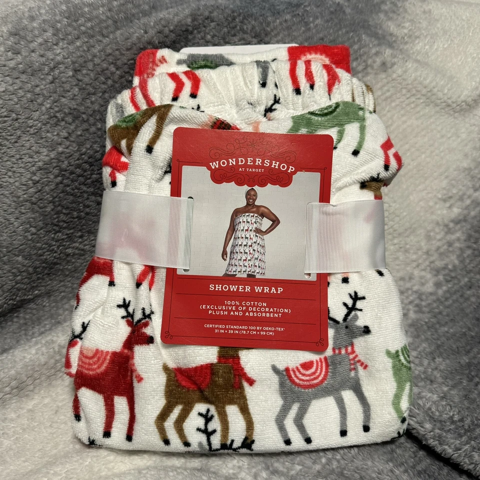 Wondershop Navidad Reno Envoltura de Ducha 100% Algodón Talla Única Foto 1 de 2