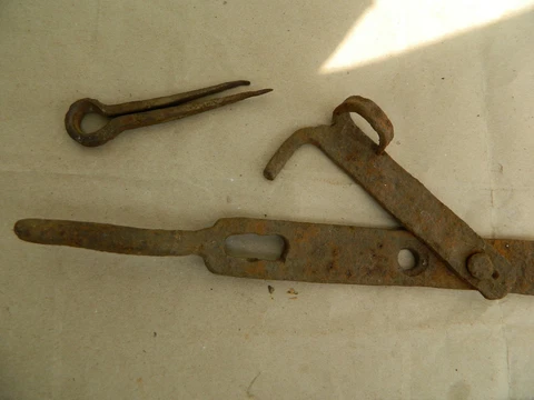 Large Antique Farm 19th Century 22.44" Forged Iron Door Latch Cover