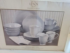 Lenox French Perle Grey 16 Piece Dinnerware Set