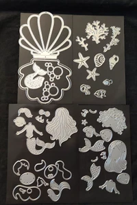 Sea Shell Mini Album 4 Meerjungfrauen mit Ozean Zubehör Müll Schneiden Stanzformen Menge - Bild 1 von 24