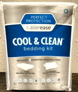 Allerease Cool & Clean Bedding Kit 3 Pc Mattress Protector- Queen Size - Picture 1 of 2