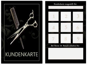 100 x Bonuskarten Treuekarten Kundenkarten Friseur Haarstudios Barbershop - Bild 1 von 3