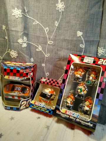 7- Tony Stewart Christmas Ornaments; Car (1), helmet(1), & Pit Crew (5 pcs) NEW! Cover