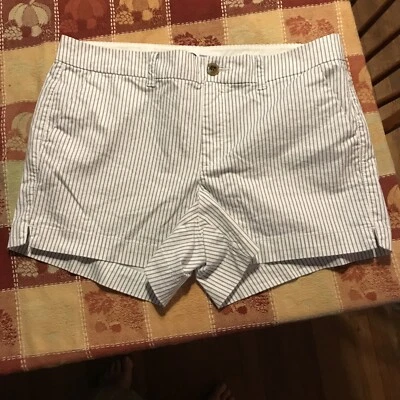 Pantalones cortos antiguos azul marino todos los días tiro medio talla 10 blanco/azul marino a rayas 4 bolsillos Foto 1 de 4