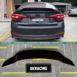 Carbon Fiber/Glossy Black Rear Trunk Lip Spoiler Wing Fits Hyundai Sonata 15-17 - Picture 1 of 32