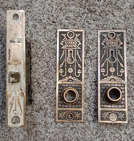 Rare Antique Brass Door Set Norwalk? Lock Company Cover