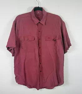 Vintage Valentino Uomo shirt men's red short sleeved button up 100% silk Size M - Picture 1 of 9