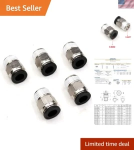 5-Pack 3/8 NPT Male Pneumatic Fittings - Easy Push to Connect Air Line Solutions - Picture 1 of 8