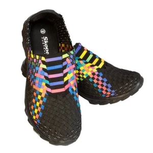 Skooda Ladies Black Sporty Rainbow, Flat lace, Black soles - Picture 1 of 9