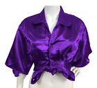 Satin Designer Knot Pullover Blouse Top Collared Top Flared Sleeve Top S116-2