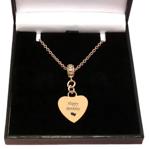 Rose Gold & Silver Hearts Chain Necklace with Engraving. Personalised Jewellery - Picture 1 of 24