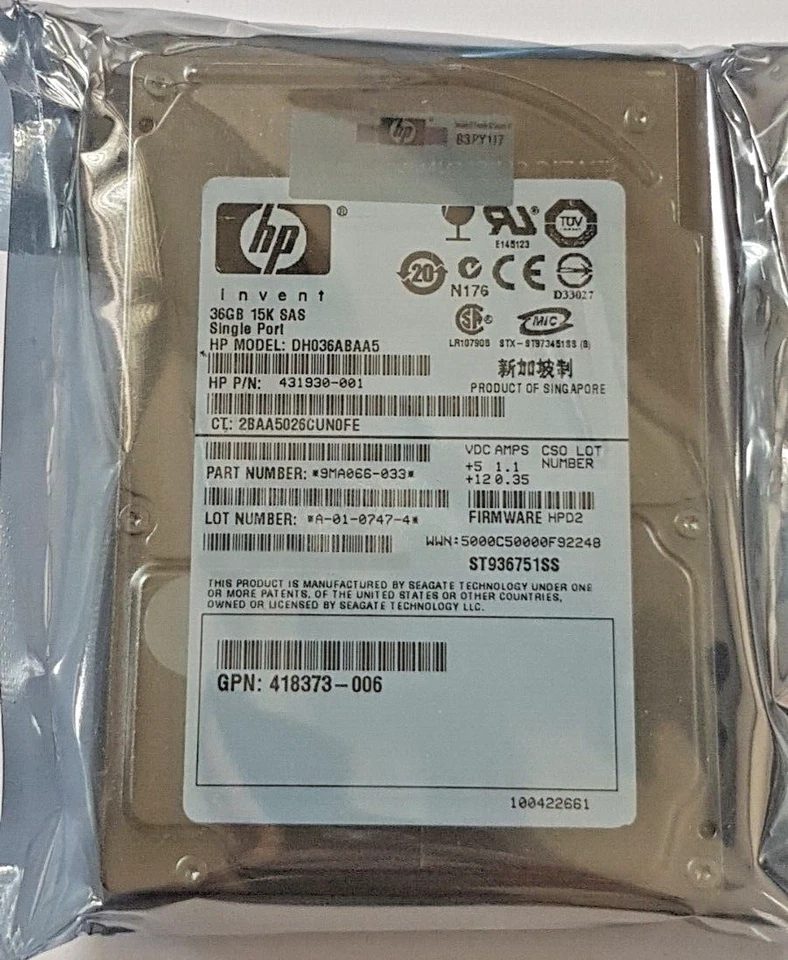 36 SAS HP DH036ABAA5/ST936751SS Singolo Porta 15K 16MB HDD 2.5 " Festplate Nuovo - Immagine 1 di 1