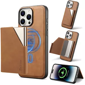 Magnetic Case w/ RFID Blocking Leather Wallet For iPhone 16 Pro Max 16e 15 14 13 - Picture 1 of 19