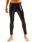Men's Patent Leather Tops with Pants Long Sleeve Button Down Shirts PVC Clubwear