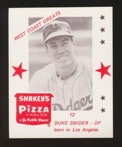 1975 Shakey's Pizza "WEST COAST GREATS" -#12 DUKE SNIDER (Brooklyn Dodgers)