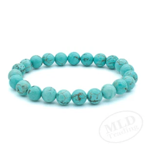 Natürliches blaues Türkis Stretch Armband 7 Zoll - 4 mm/6 mm/8 mm/10 mm/12 mm Perlen Optionen - Bild 1 von 17