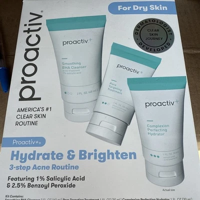 Proactiv Hydrate & Brighten 3-Step Acne Routine for Dry Skin 05/2026 NEW IN BOX - Image 1 of 2