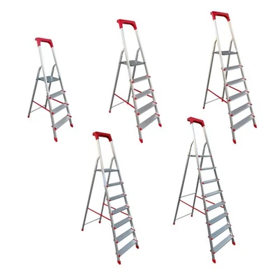 Scala Domestica in Alluminio Pieghevole Leggera con Portaoggetti Multifunzione - Immagine 1 di 4