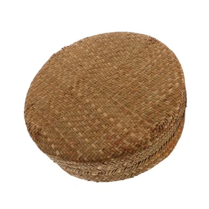  Runder Obstkorb aus Weide handgewebtem Rattan Tablett für Snacks Brot und Gemüse - Bild 1 von 12