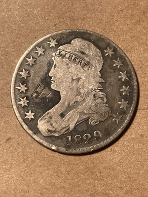 Medio dólar busto tapado 1829 - letras pequeñas - ¡como se muestra! (#1798) Foto 1 de 4