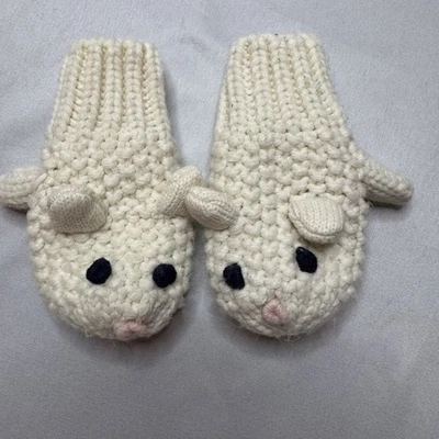 Guantes de invierno BabyGap tejidos crema para animales S/M forrados de lana para niños pequeños conejito Foto 1 de 4