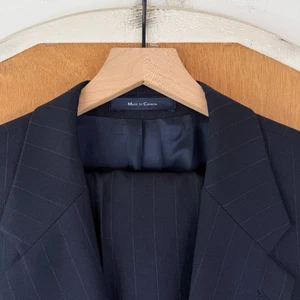 Chaps Ralph Lauren Suit Mens 44L Navy Blue Pinstripe 2 Button Wool Pants 40x32 - Picture 1 of 23