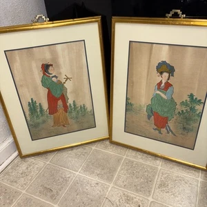 Vintage Asian paintings on silk - Picture 1 of 7