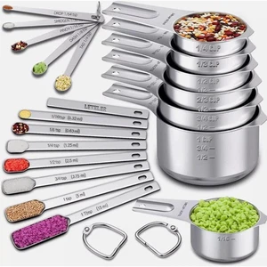 Measuring Cups and Spoons Set of 20,7 Stainless Steel Measuring Cups & 12 Spoon - Picture 1 of 5
