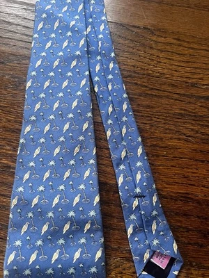 Vineyard Vines Blue Parrot Palm Tree Silk Boys Tie Martha's Vineyard Made In USA - Image 1 of 4