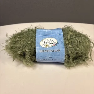 Yarn Bee Infatuation OLIVE 1 Skein 3 oz Fluffy Eyelash Discontinued - Picture 1 of 6