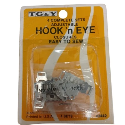 T.G.&Y 4 juegos completos cierres ajustables gancho N ojo fáciles de coser vintage #I-12 Foto 1 de 4