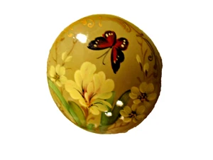 Vintage Signed Hand Painted Floral Wooden Brooch Pin Jewelry - Picture 1 of 3