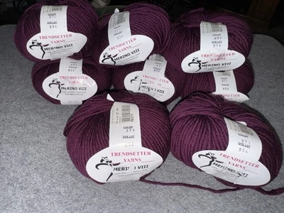 Trendsetter Yarns Merino VIII Lot of 8 Purple  Mulberry Yarns 98 yds Each - Image 1 of 3