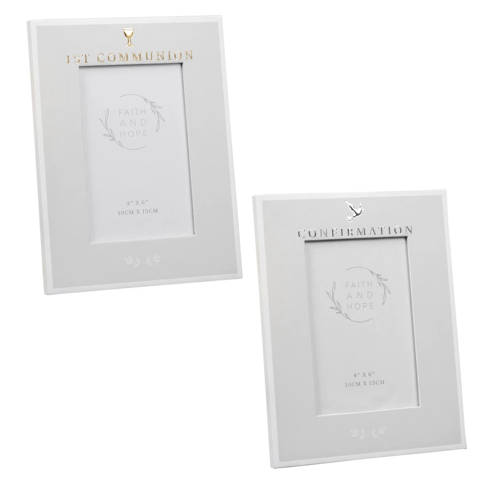 First Communion / Confirmation 4 x 6 Photo Frame - Grey / White - Choose Design - Image 1 of 1