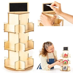 ODOXIA Aufkleberständer | Tischplatte Drehständer Holz | Aufkleber Display... - Bild 1 von 9
