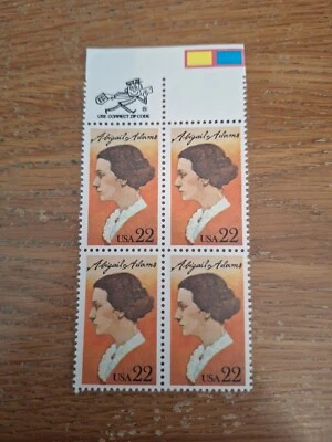 US Stamps Scott 2146 Zip Block Of 4 Abigail Adams MNH OG 22c 1985 - Image 1 of 2