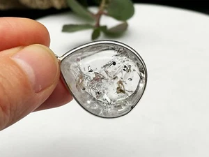 Colgante de cristal de cuarzo enhidro burbuja móvil negro natural E040944 - Imagen 1 de 4