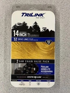 TRILINK 14" Saw Chain 52 Drive Links S52 .043 Poulan Homelite 2 Pack New - Picture 1 of 2