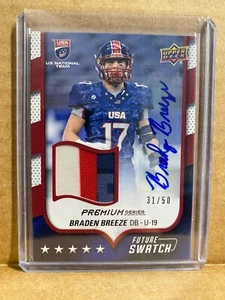 2016 Upper Deck USA Football Braden Brady Breeze Autograph Auto Future Swatch/50 - Picture 1 of 2