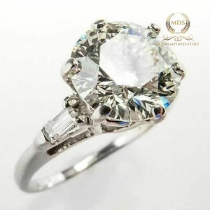 2.50 Carat Round Cut Moissanite Solitaire Engagement Ring Solid 14K White Gold - Picture 1 of 9