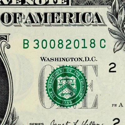 30th of August 2018 Birthday Dollar Bill NEW Uncirculated Fancy Serial Number - Image 1 of 3