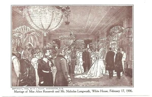 1906 Marriage of Alice Roosevelt & Nicholas Longworth in White House Postcard - Picture 1 of 2