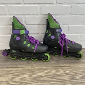 Pattini in linea sportivi pelle d'oca vintage anni 90 stampa paracadute bambini taglia 5 RARI - Foto 1 di 24