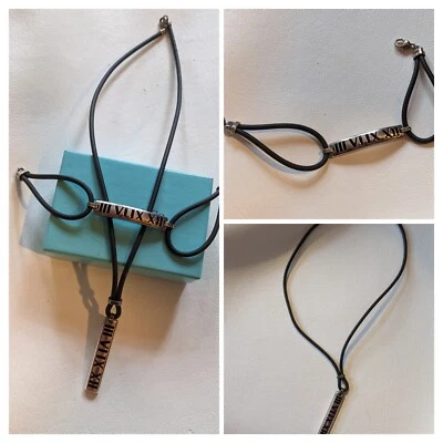 Tiffany Co Atlas Números Romanos de Ley Goma Pulsera Surfera Collar Set 2003 - Imagen 1 de 4