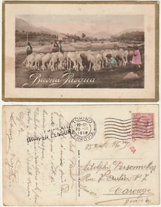AUGURALI - BUONA PASQUA - GREGGE - PECORE - PASCOLO - VIAGG. 1918 -77445- - Picture 1 of 1