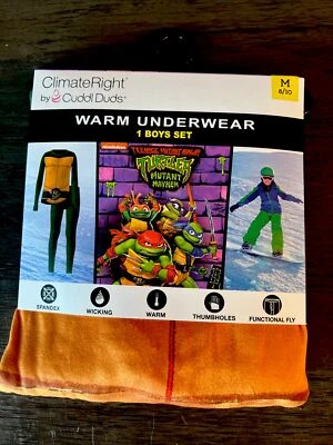 NUEVO Juego de ropa interior térmica ClimateRight by Cuddl Duds TMNT para niños (talla M 8/10) Foto 1 de 3
