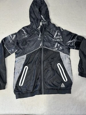 Jaqueta corta-vento Reebok Guard. Meninos preto e cinza tamanho 18 XXL - Imagem 1 de 4