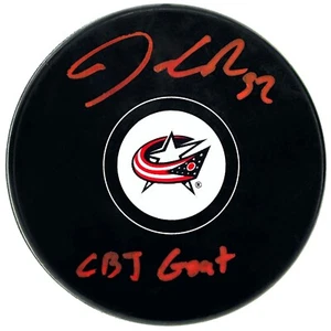 Jonathan Quick Autographed Blue Jackets Puck Inscribed CBJ GOAT Signed COA PSA - Picture 1 of 3