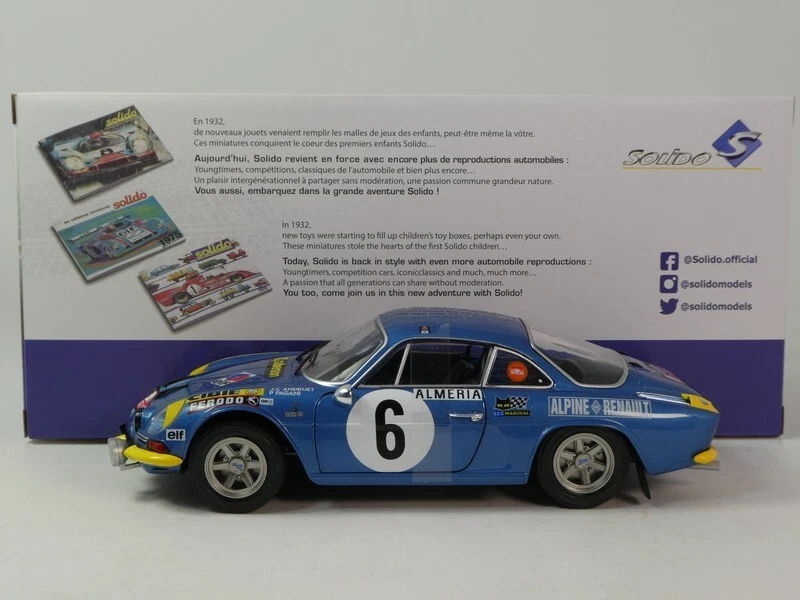 1 18 SOLIDO Renault Alpine A110 1600S #6 Rally Montecarlo 1972 SL1804207